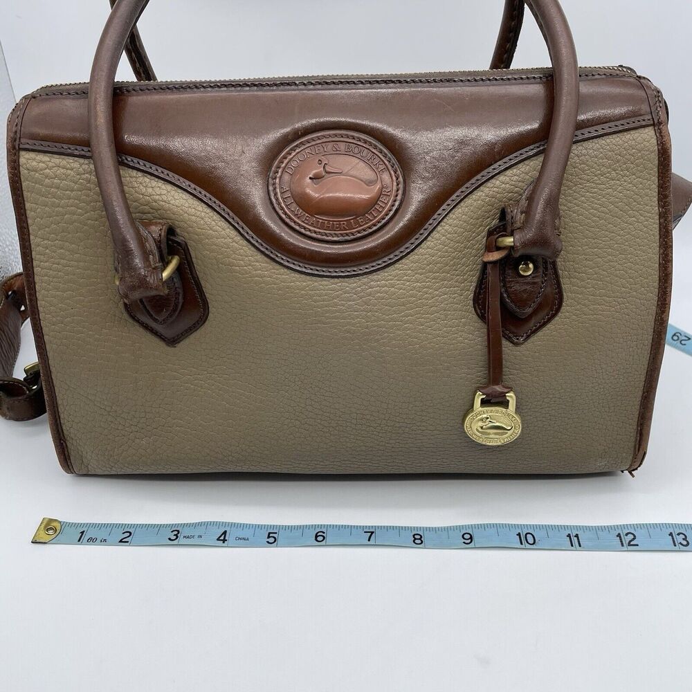 Dooney & Bourke All Weather Leather Boston Satchel Bag Taupe Burnt Cedar Vtg 80s - Picture 10 of 16